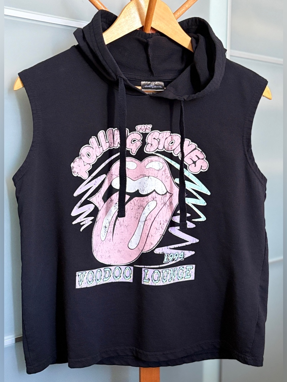 The Rolling Stones Voodoo Lounge 1994 Sleeveless Hoodie Crop Top Black M